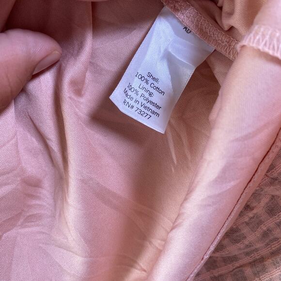 LC Lauren Conrad Womens Blouse Blush Pink Checkered Lined Long Sleeve Flowy L - Picture 7 of 14